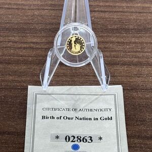 2009 American Mint Treaty Of Paris .585 Gold Coin .5 Gram Rare COA